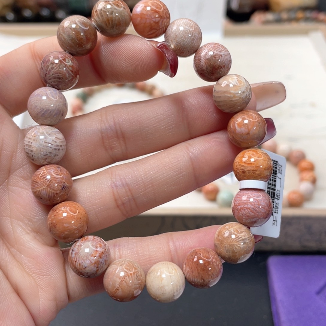 硅化珊瑚（珊瑚玉）手链未镶嵌A***i131