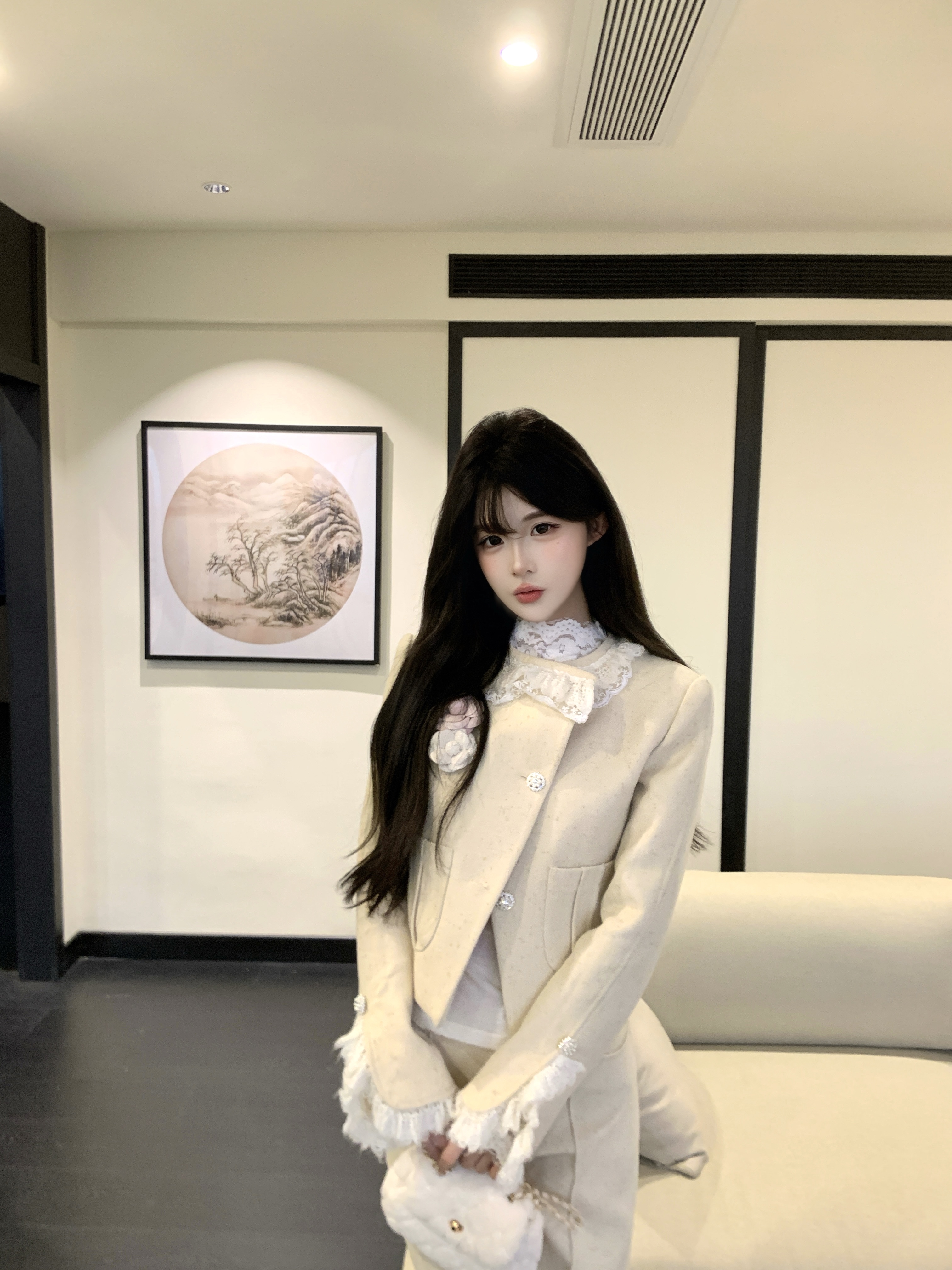 Barb Chill【12/10新品上新】 新款法式气质花边小香风外套长裤套装