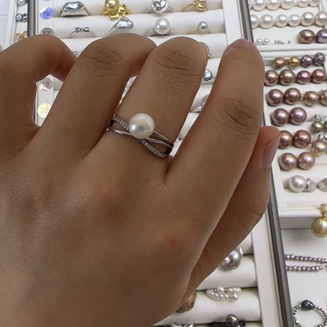 淡水珍珠戒指银S925镶嵌