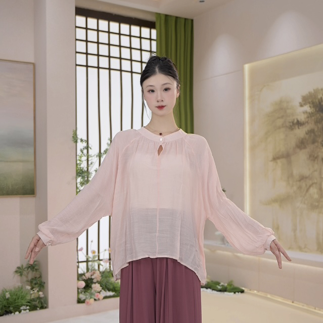 王小婧夏季高级亚麻宽松长袖舞服国风舞蹈服瑜伽服