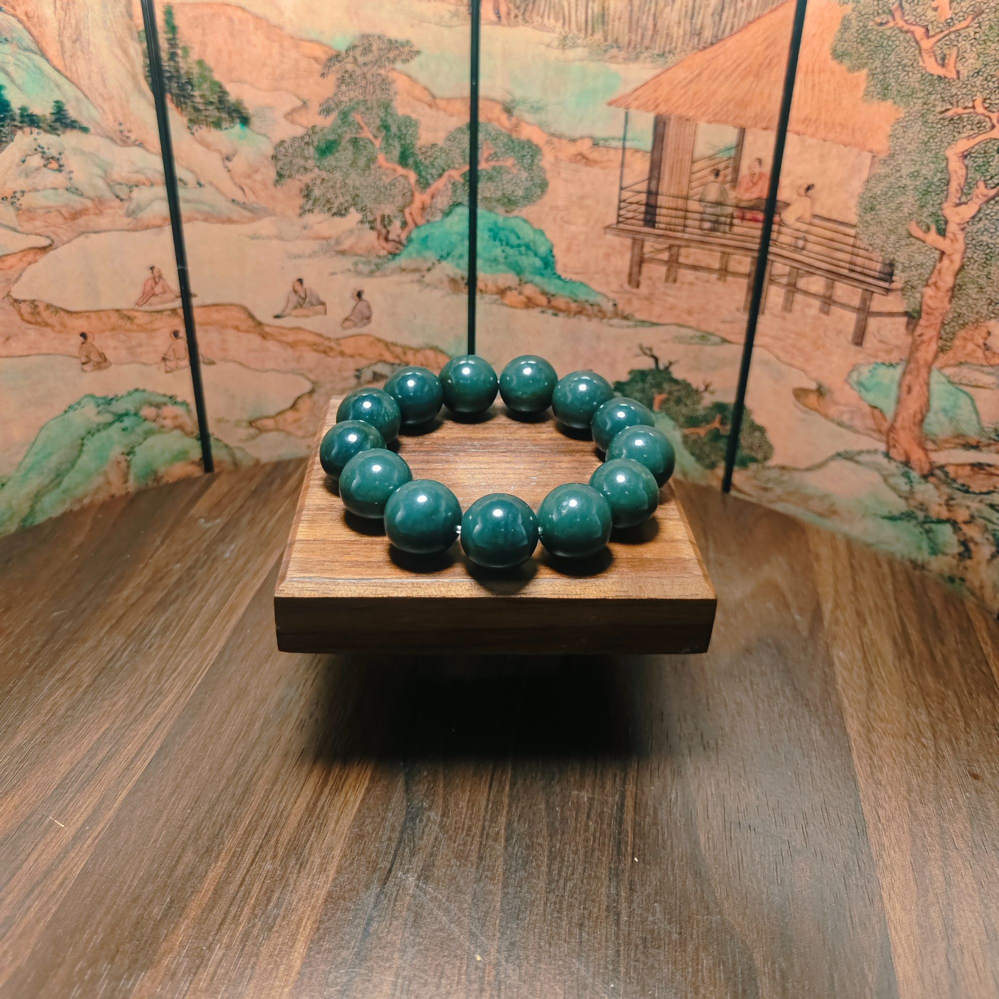 K和田玉圆珠手串（卡18）0564