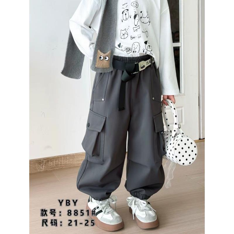 【新疆包邮】儿童一体绒工装束脚裤P665