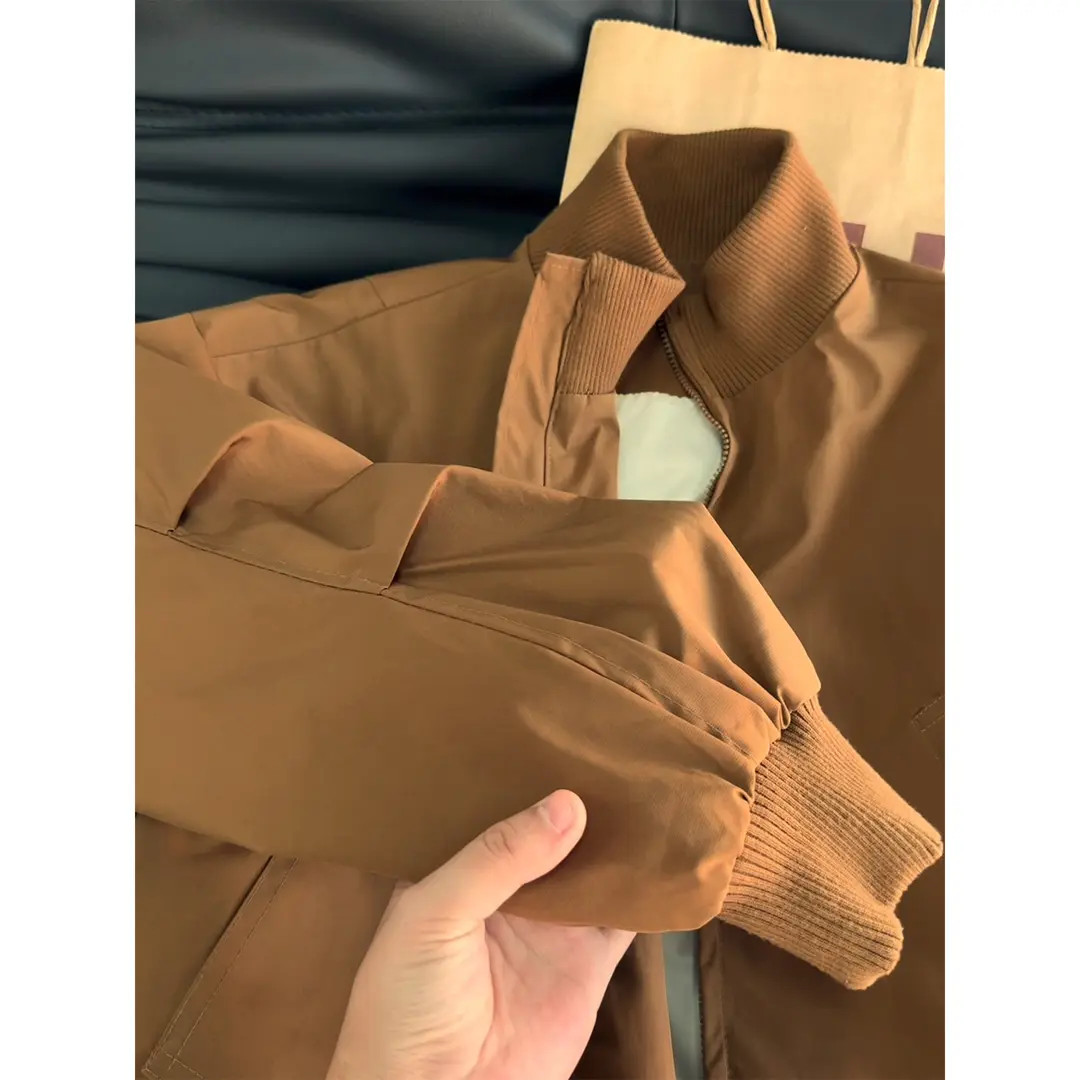 黑色短款厚外套男款秋冬季bomber廓形立领棒球夹克美式正肩棉衣