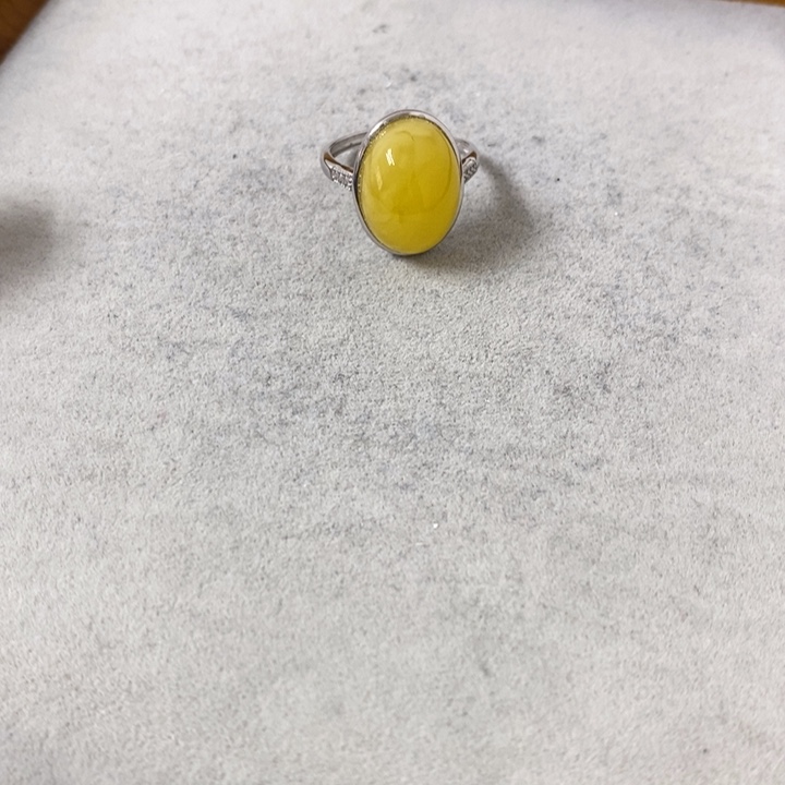 蜜蜡裸石银S925镶嵌戒指