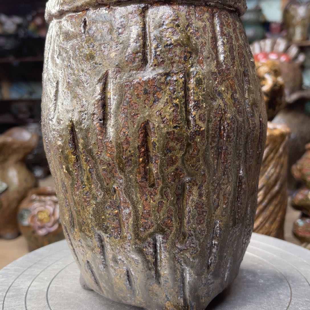 红陶粗砂陶手工花盆