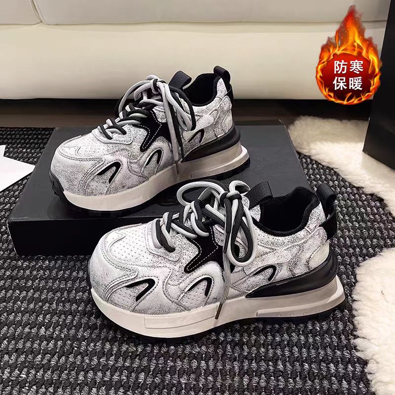 2025新款秋季防滑厚底单鞋增高鞋潮白色女休闲鞋运动鞋女老爹鞋