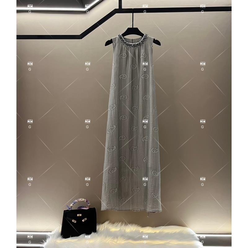 【祖】季新款复古时尚百搭印花无袖连衣裙 H-661