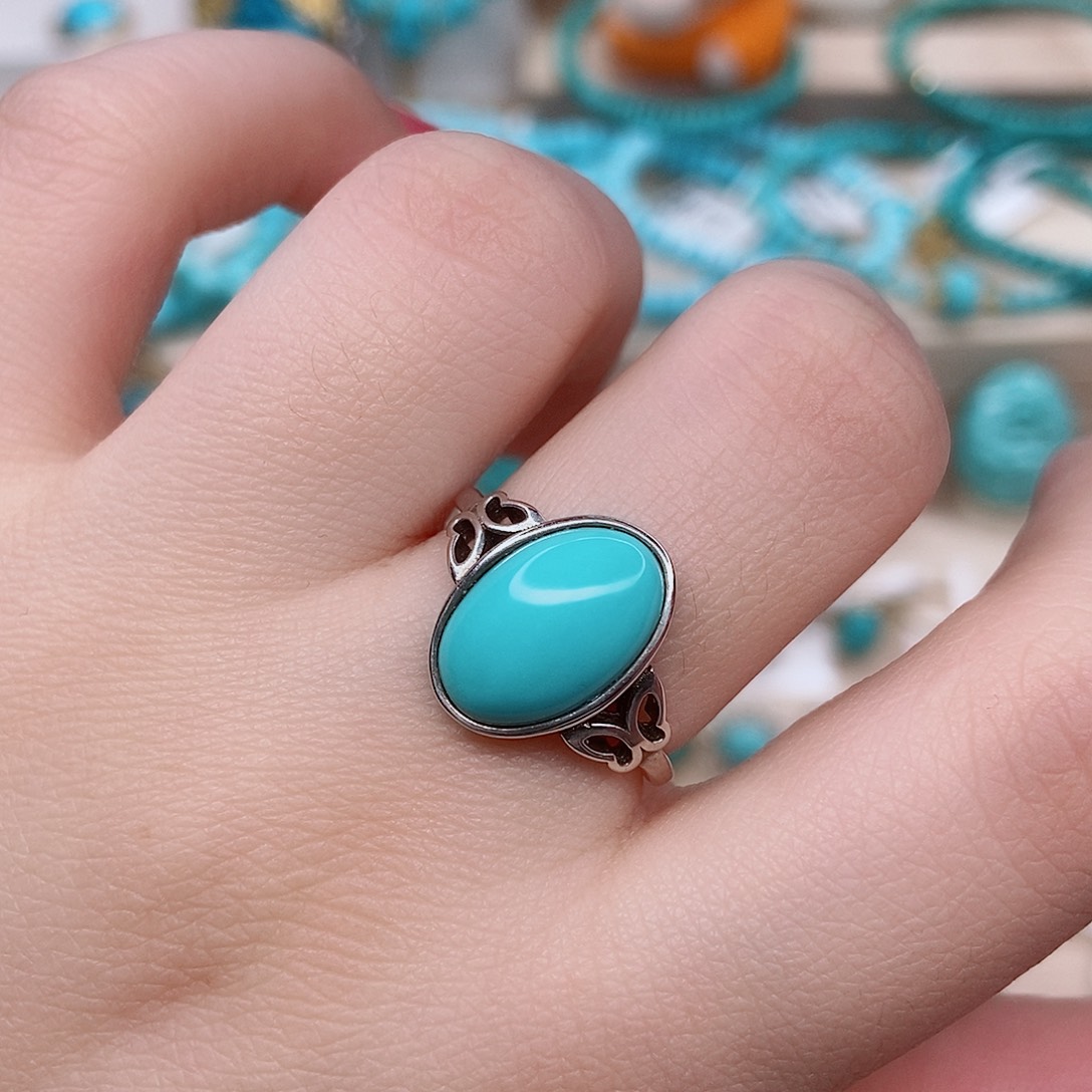绿松石戒指银S925镶嵌