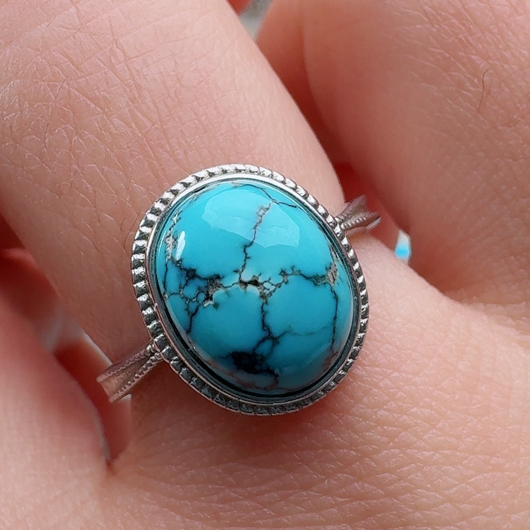 绿松石银S925镶嵌戒指