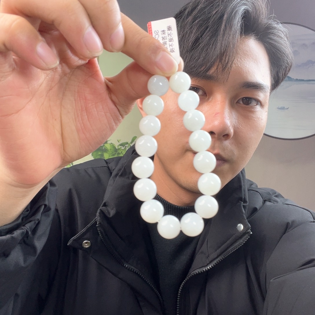 和田玉手链未镶嵌纯天然新疆和田玉且末天泰12mm