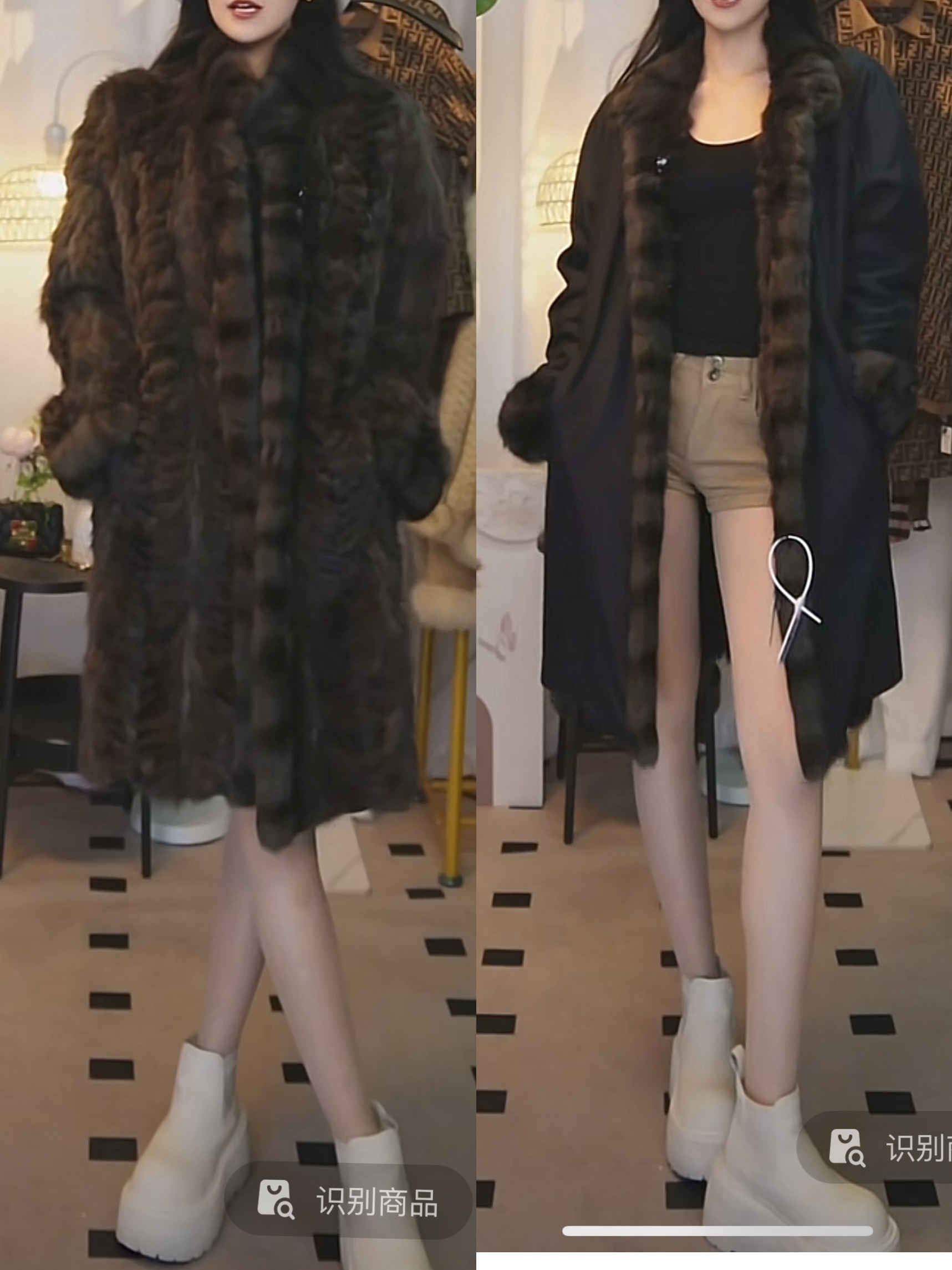 95新 BALMAIN/巴尔曼 长款冬季时尚秋冬气质黑色毛皮外套/fy2354