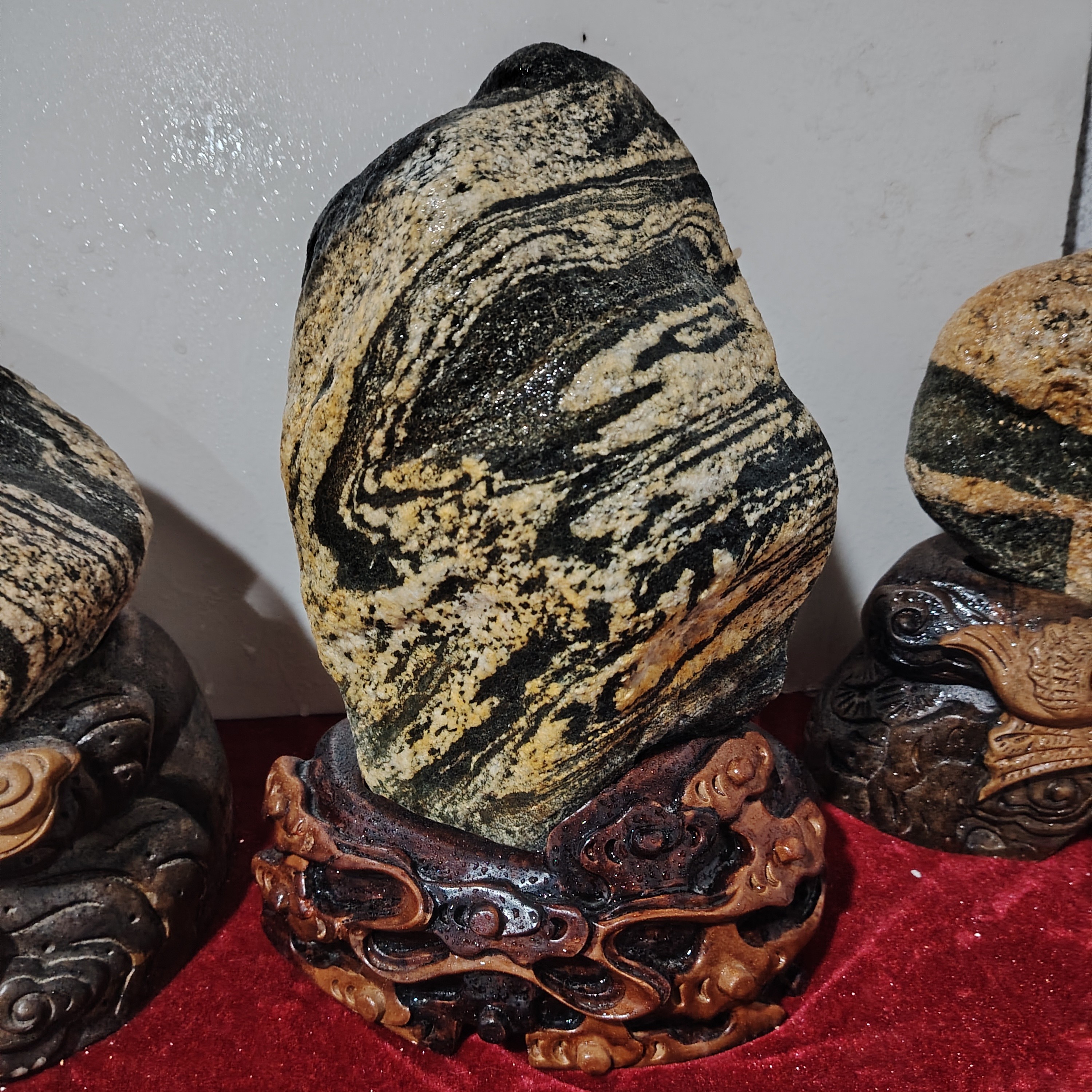 平安石靠山石摆件