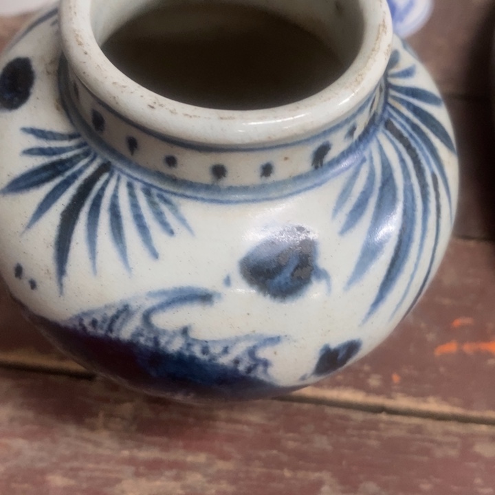 山***竹青花釉里红大盖盒不包邮