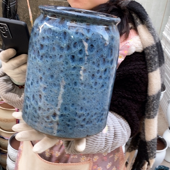 紫砂花盆瑕疵口17高26