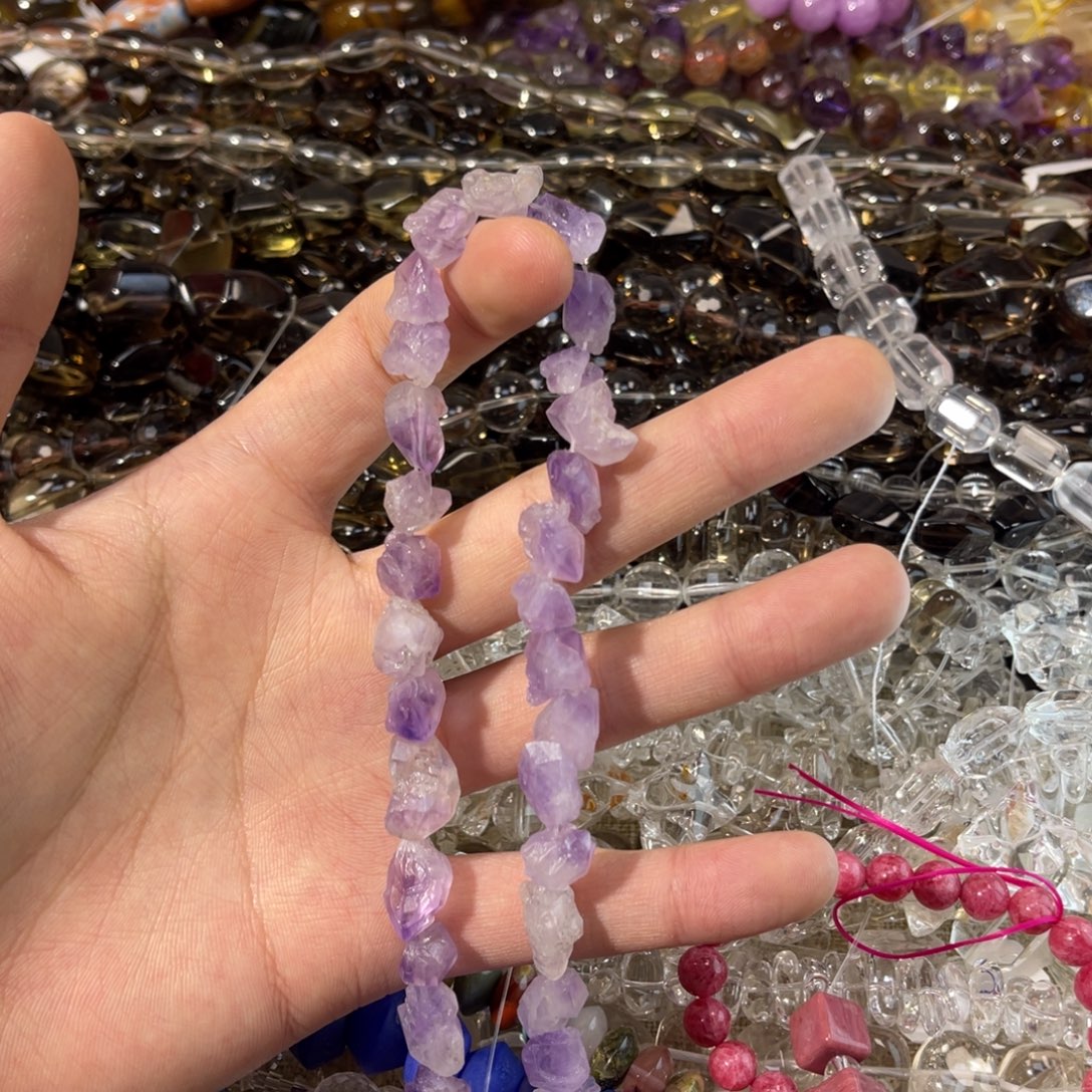 玛瑙/玉髓合金手链薰衣草紫水晶原矿随形