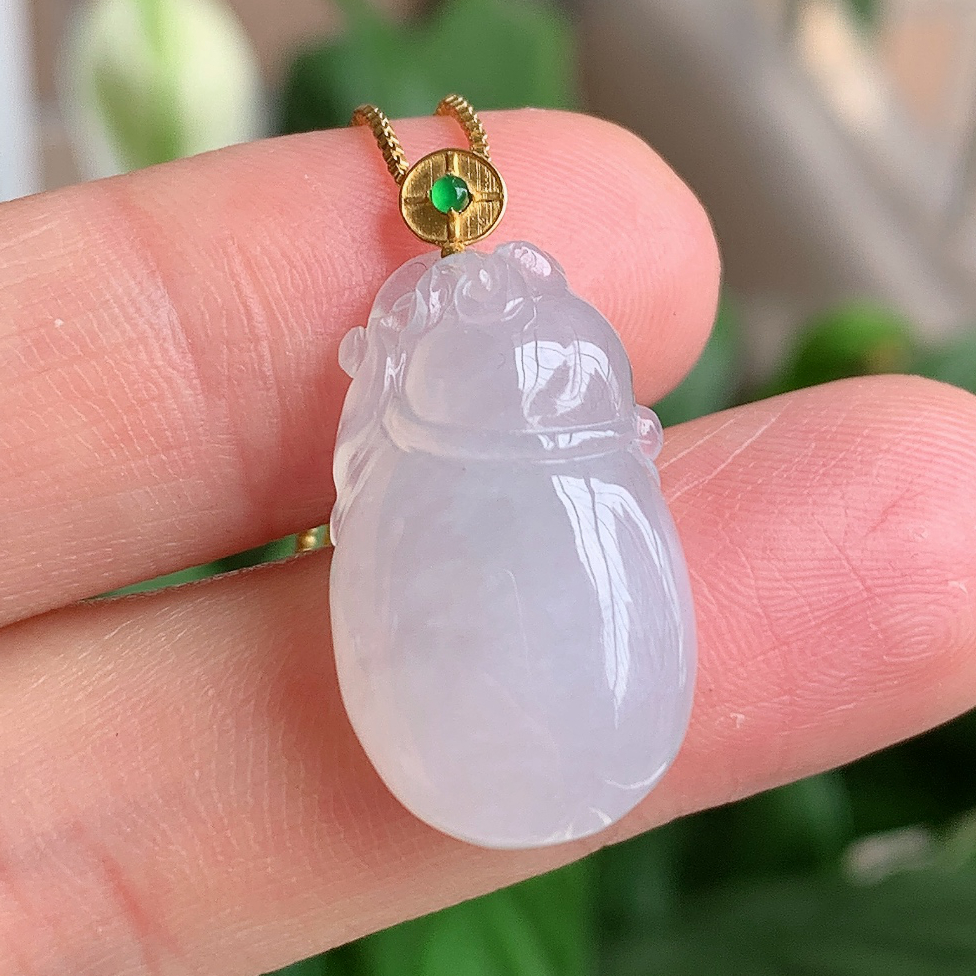 天然翡翠A货18k金镶嵌钱袋吊坠250322   尺寸: 24.5*14.5*8