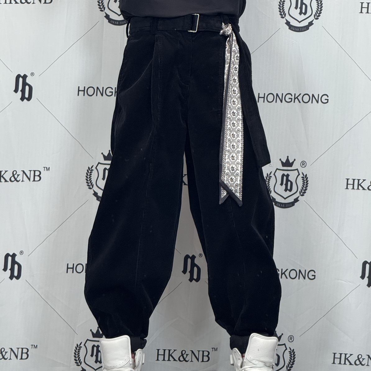 HK&NB x 唐王潮 秋冬重磅情侣时尚百搭条纹灯芯绒加厚宽松休闲裤