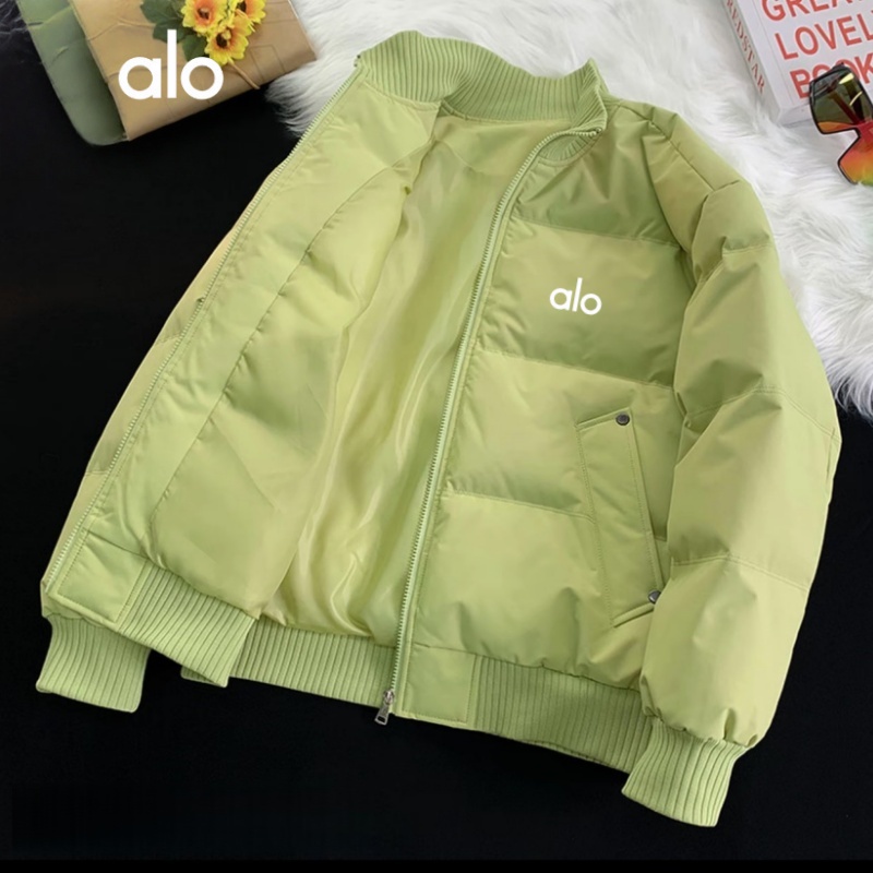 alo户外运动棉衣潮流宽松型保暖棉服螺纹下摆立领宽松棉衣外套