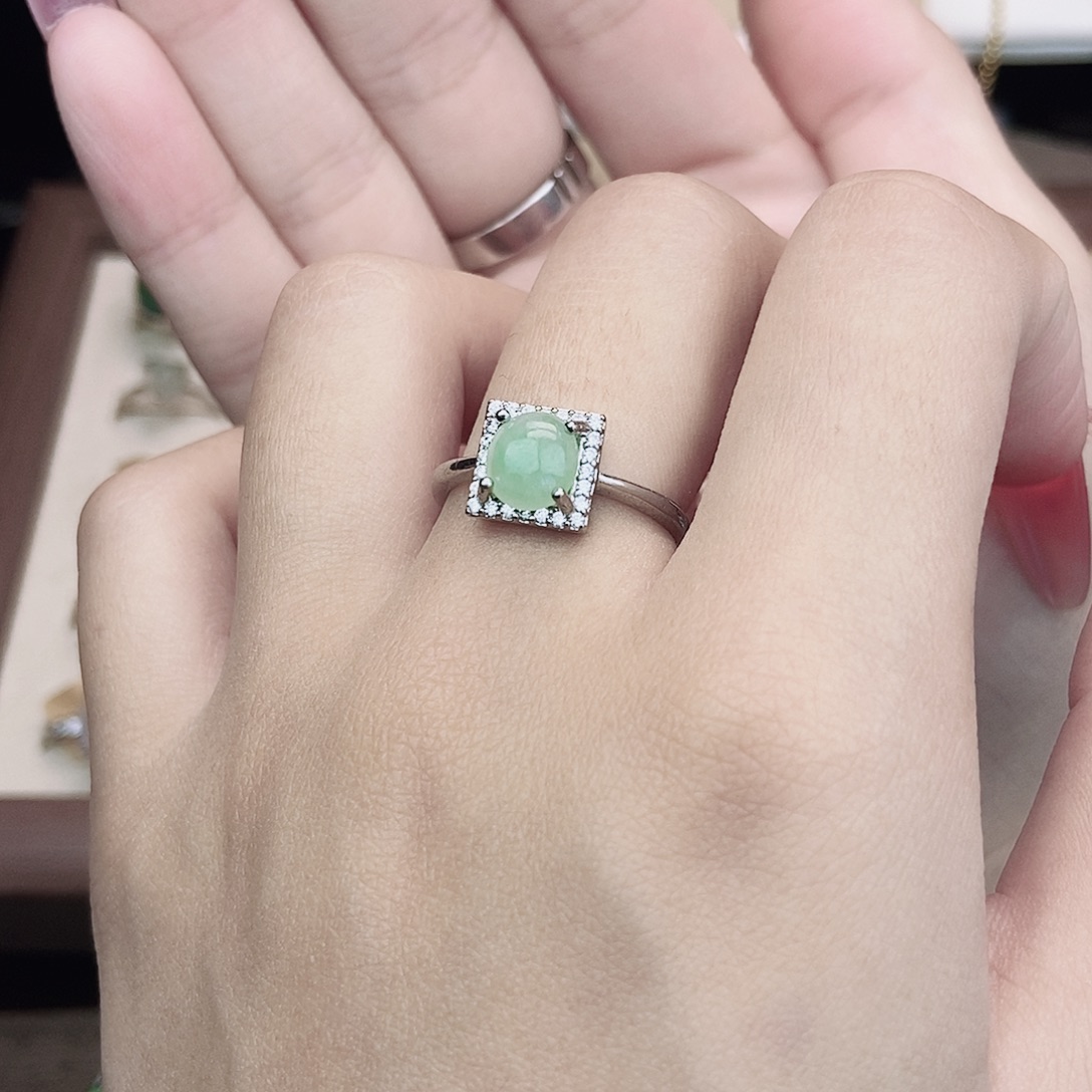 翡翠银S925镶嵌戒指06