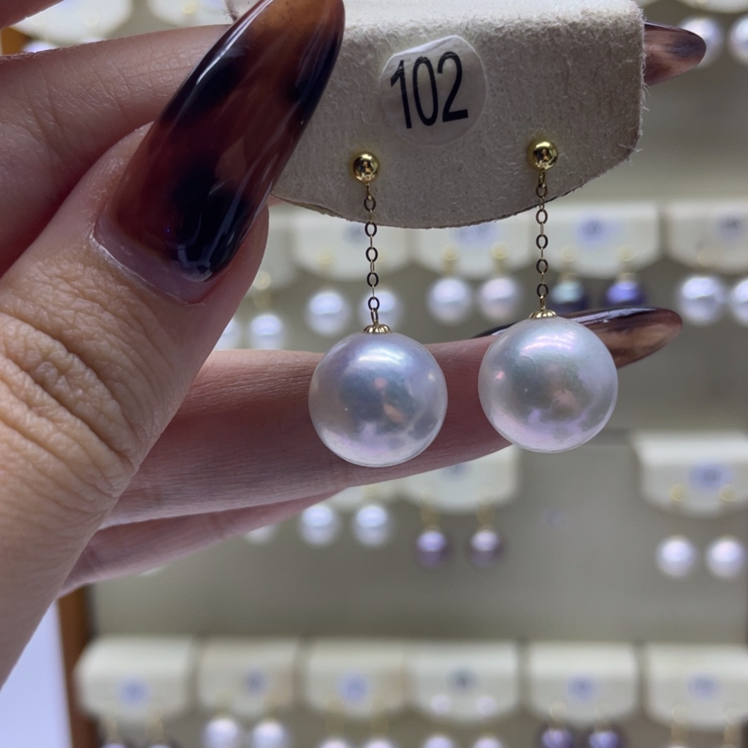 淡水珍珠耳饰18K金镶嵌