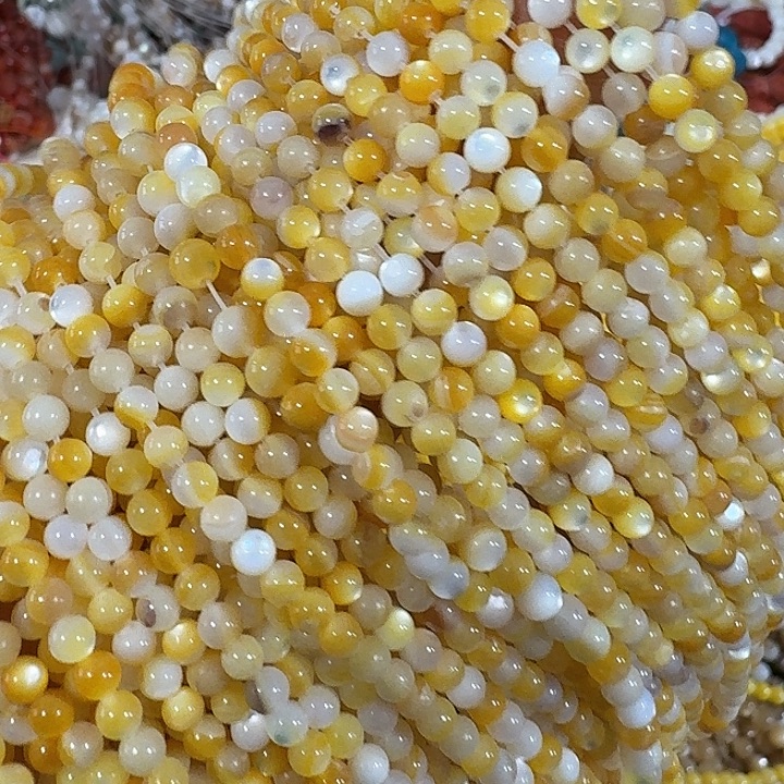 玛瑙/玉髓合金珠宝半成品一条3mm金蝶贝圆珠