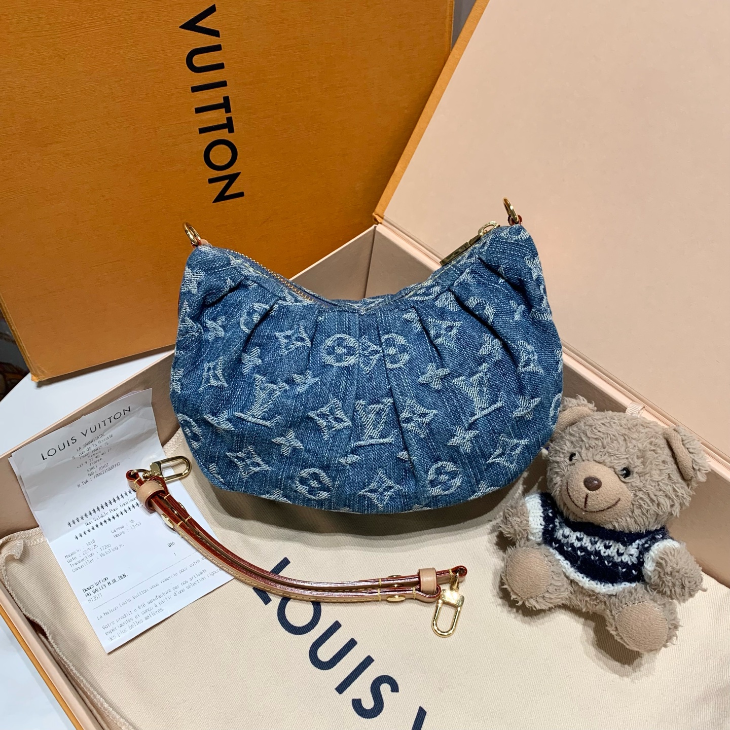 99新 LouisVuitton/路易威登  Pochette Valley丹宁豌豆包/5955