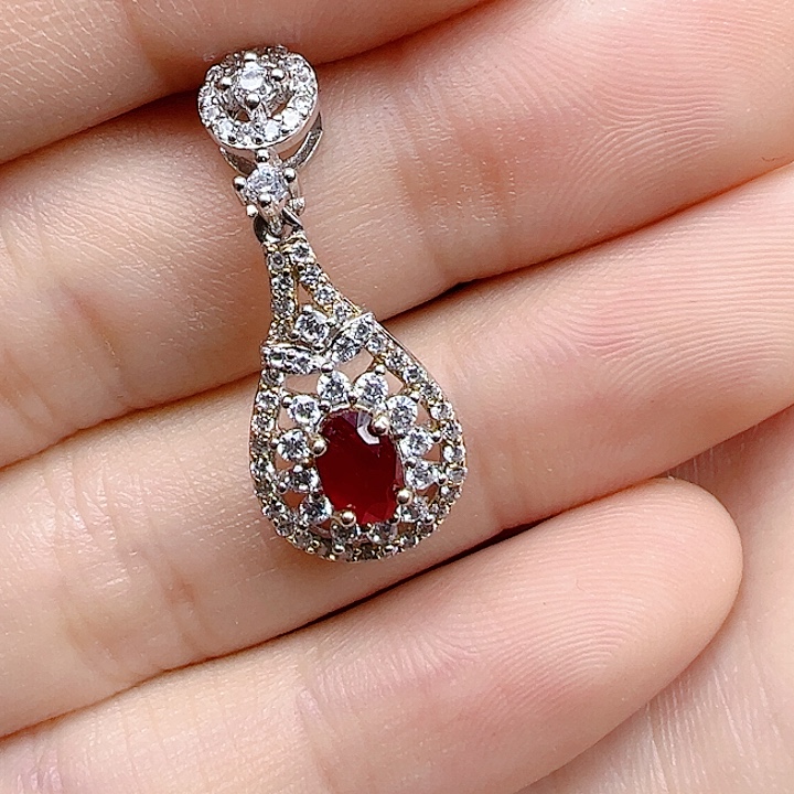 红宝石银S925镶嵌颈饰