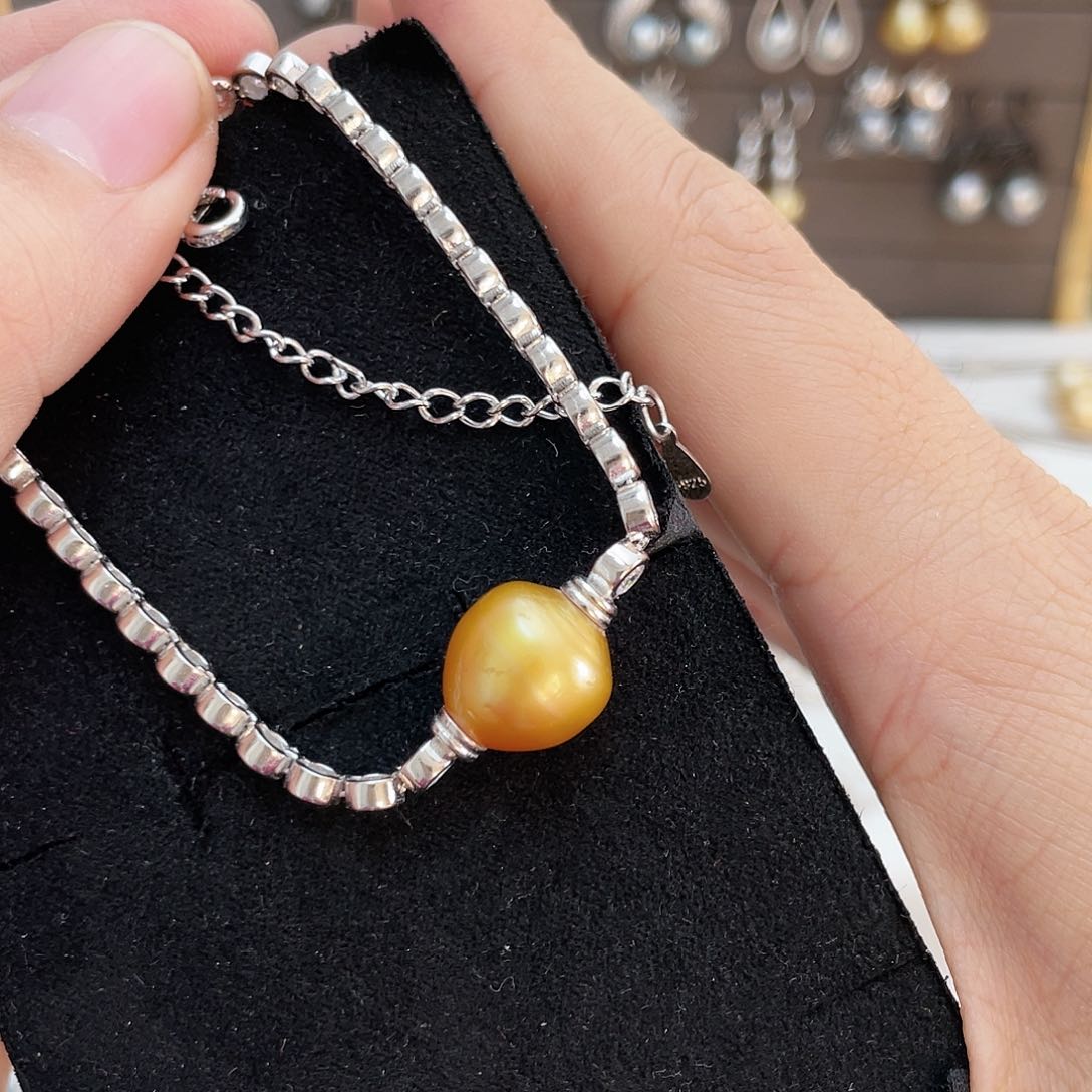 海水珍珠手链银S925镶嵌