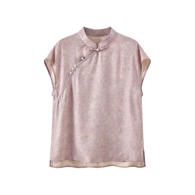 【大苏苏臻选】夏季薄款提花常规款立领无袖短袖上衣