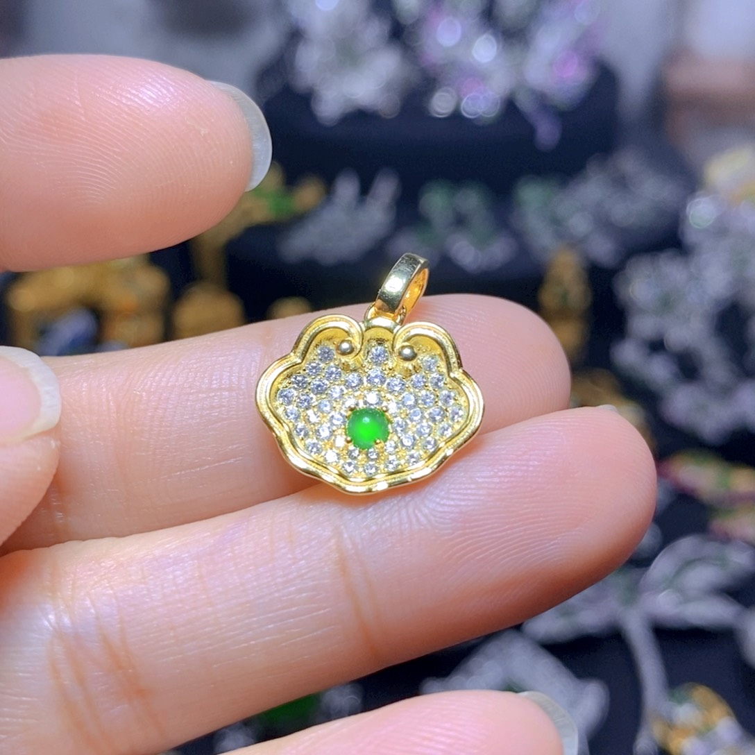 翡翠银S925镶嵌耳饰天然有机