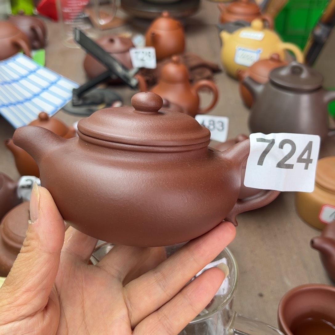 紫砂茶壶紫泥半手220cc