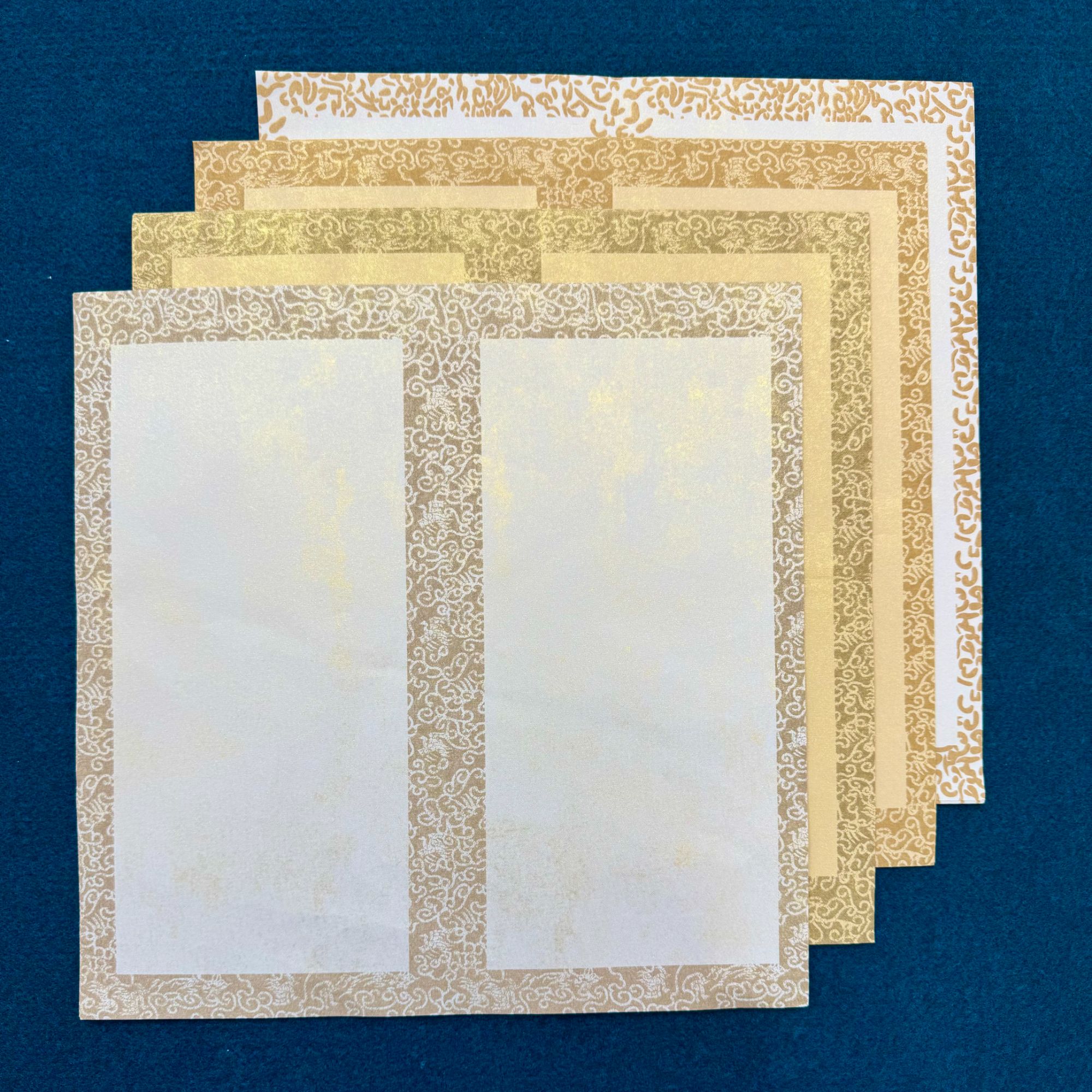 4包40张【蜡染双屏斗方】蜡染鎏金宣纸半生熟小楷【微瑕】花边不对称