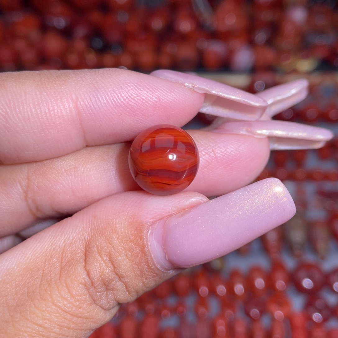 南红玛瑙未镶嵌瓦西圆珠卡12.4