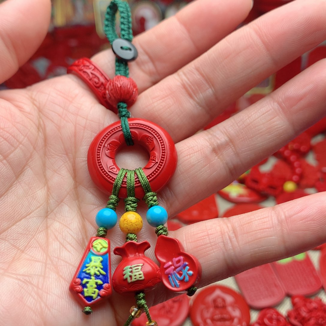 天然辰砂工艺品朱砂钥匙扣