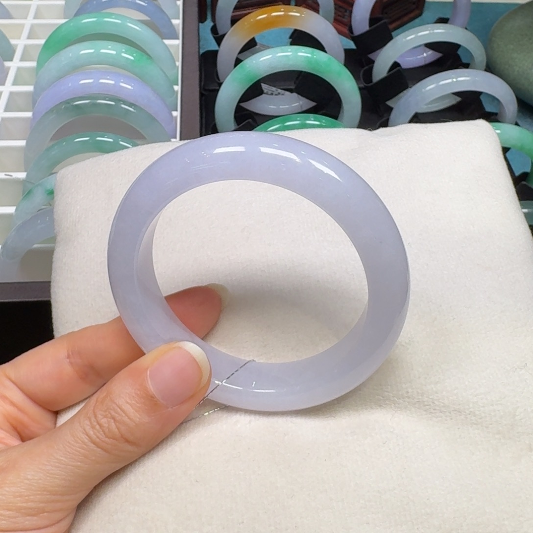 翡翠未镶嵌手镯粉紫402