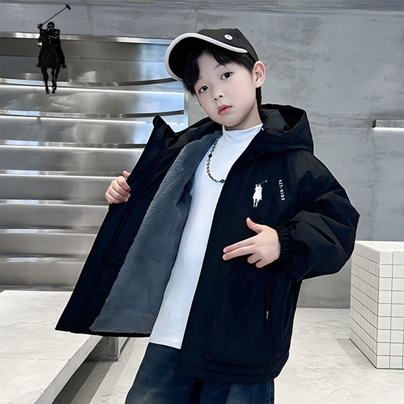 男童加绒加厚外套秋冬款2025新款儿童加厚棉衣秋冬装派克服棉服