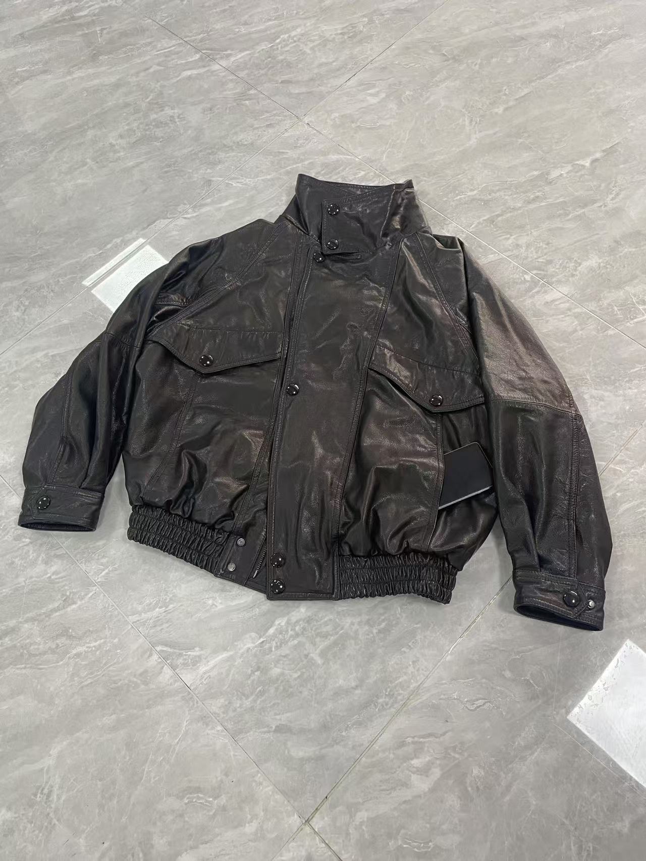 拉链口袋秋款宽松型春秋上衣潮流极简风长袖百搭皮衣