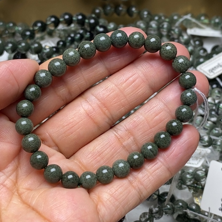 未镶嵌珠宝半成品水晶天然绿幽灵满绿聚宝盆接近7咪