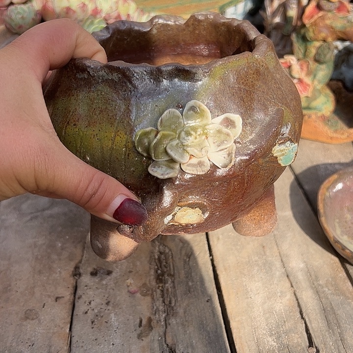 福利手工粗陶高温花器