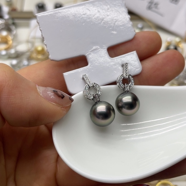 海水珍珠耳饰银S925镶嵌