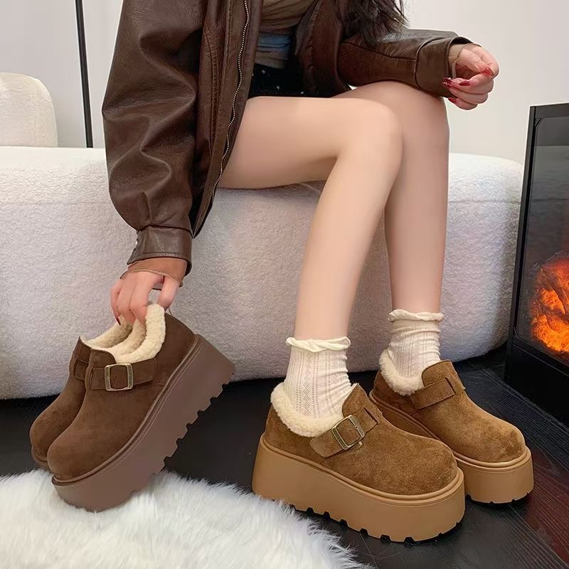 【SS】厚底一脚蹬百搭经典勃肯鞋2025厚度软底软面百搭秋冬厚底鞋