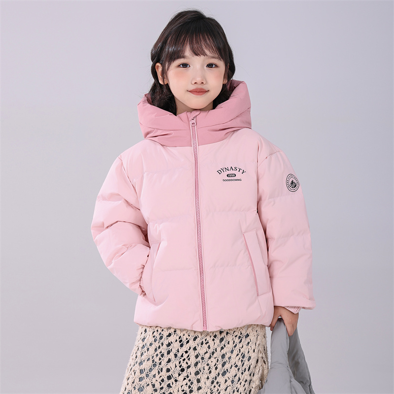 85299拼色男女童连帽羽绒服