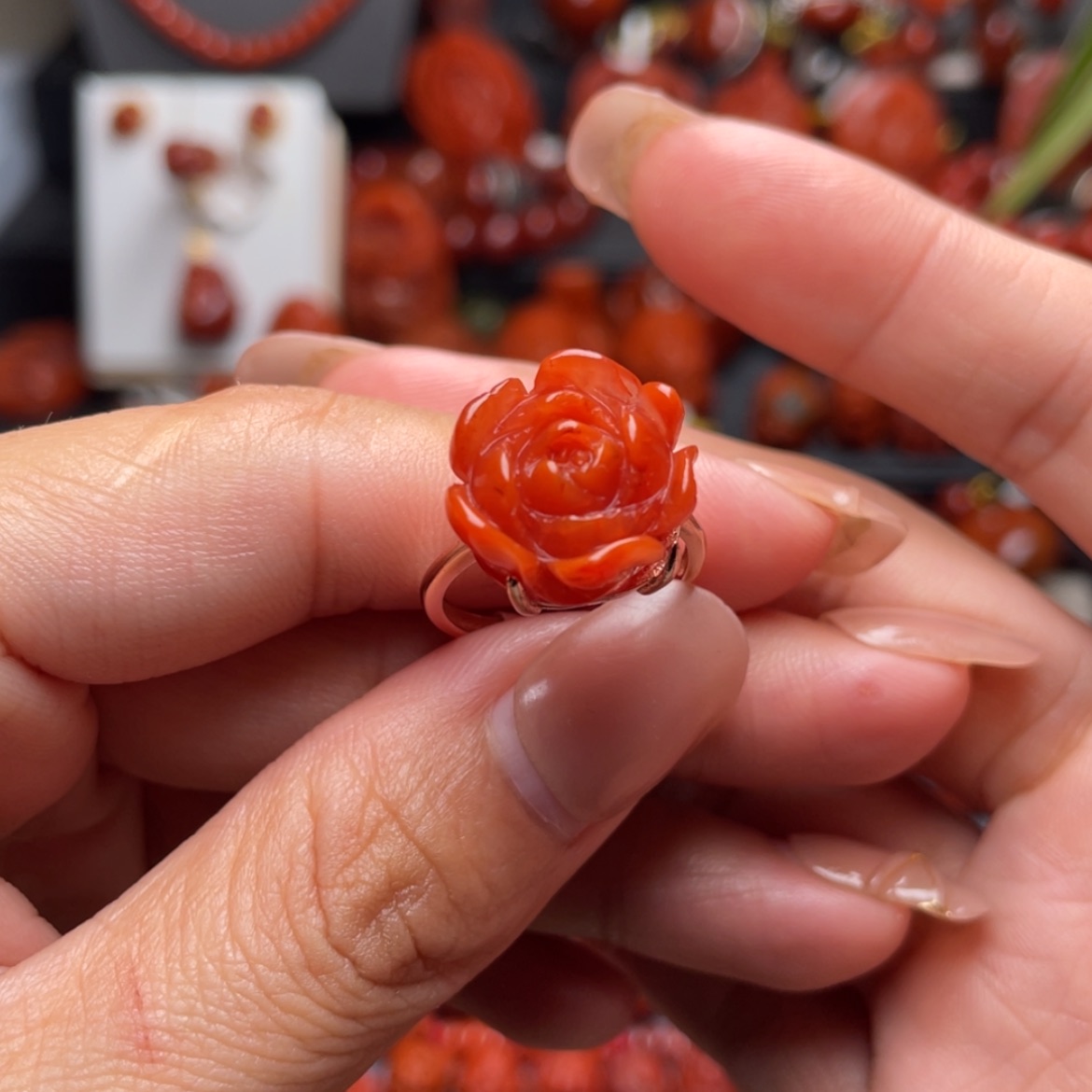 【闪购商品】南红玛瑙戒指银S925镶嵌萱*
