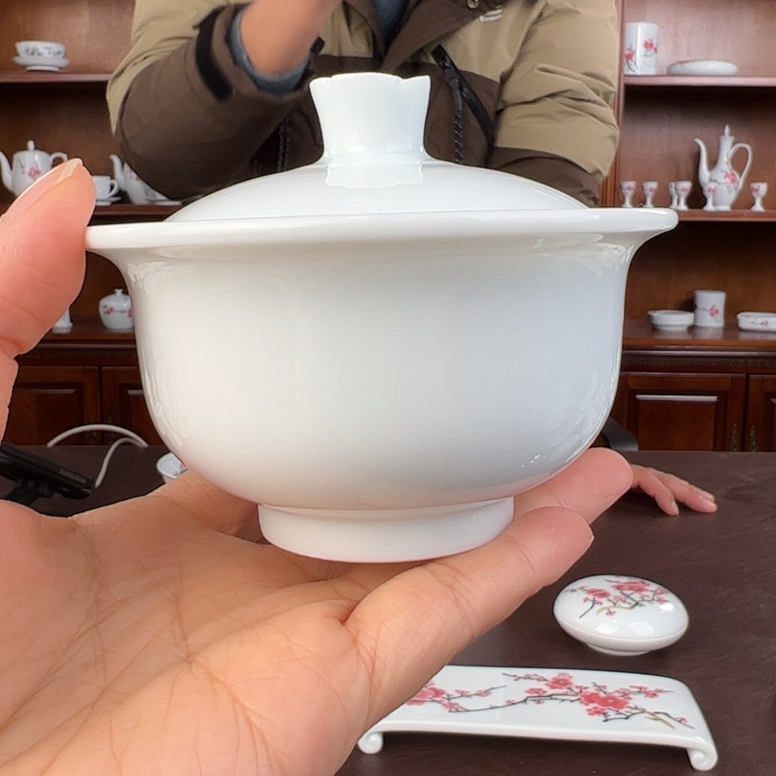 瓷柴窑素胎两才盖碗