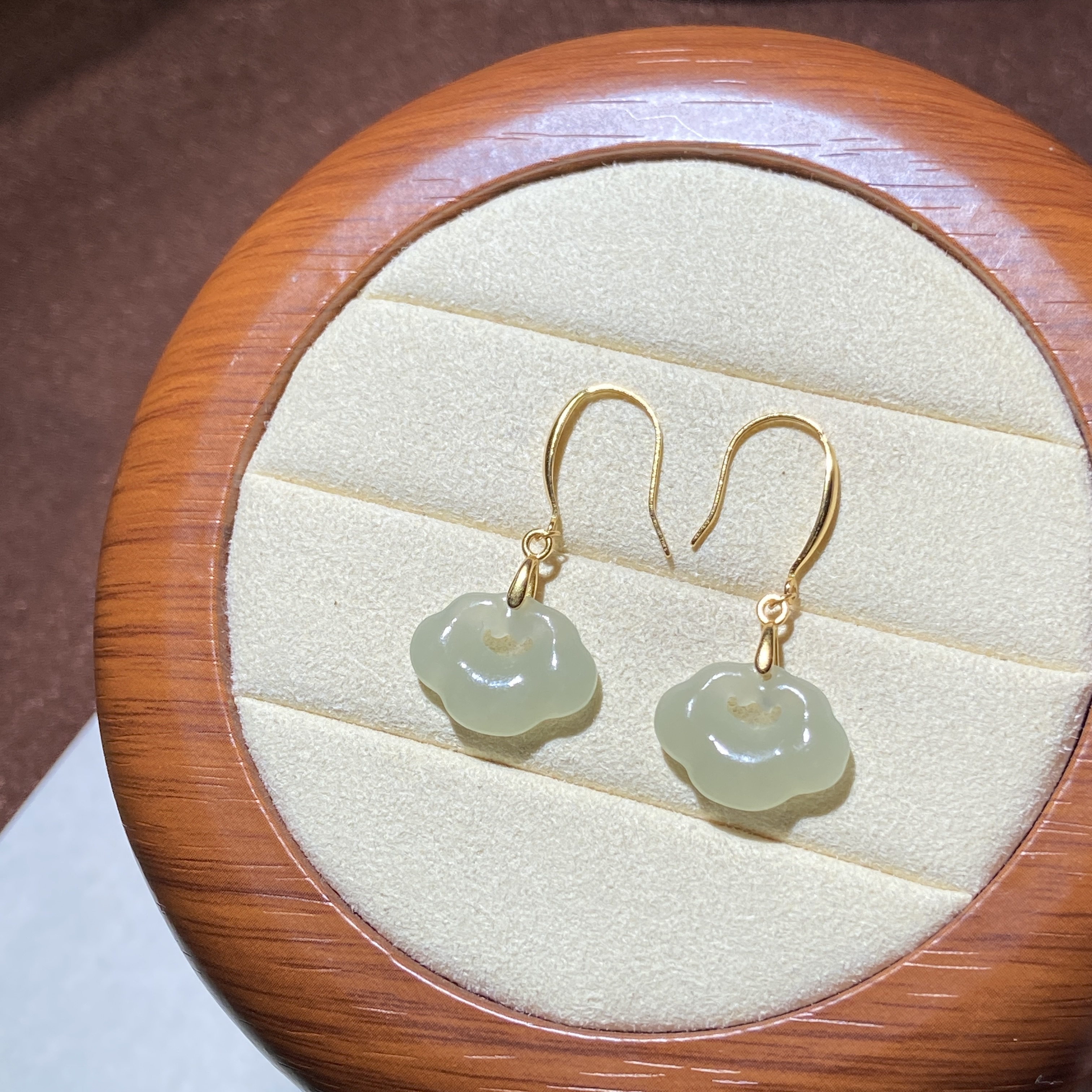 【渠小姐精选】ED7168 S925银晴水如意锁中式风耳钩