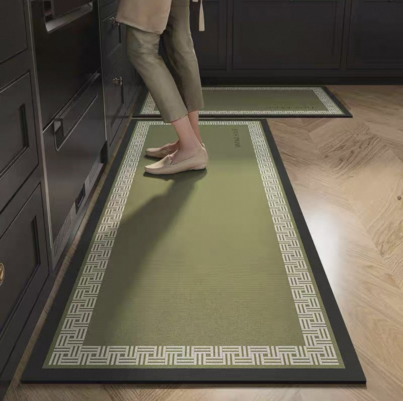 Z225-【40*60+40*120cm】硅藻泥轻奢L型厨房地垫防滑吸水可擦地毯