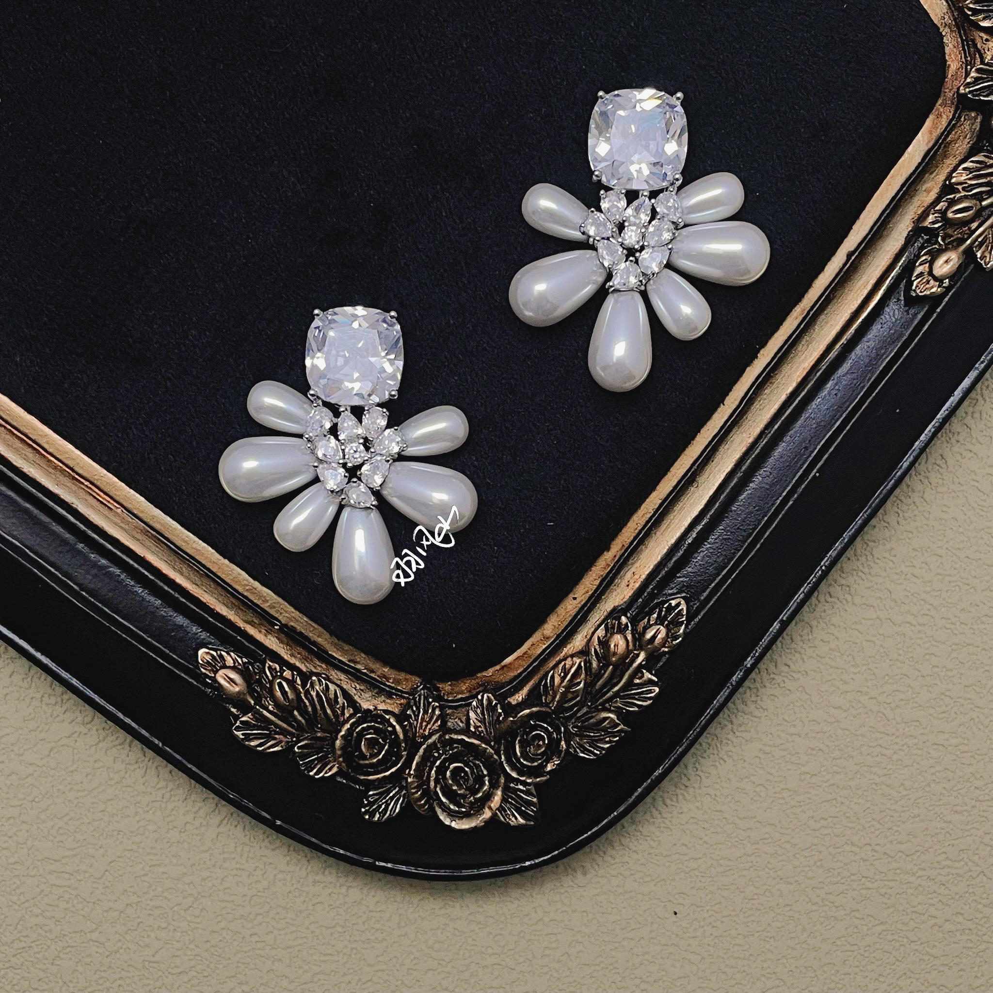 纯铜耳饰 羽风山-【绽放】精致法式气质耳饰时尚轻奢优雅中古A017