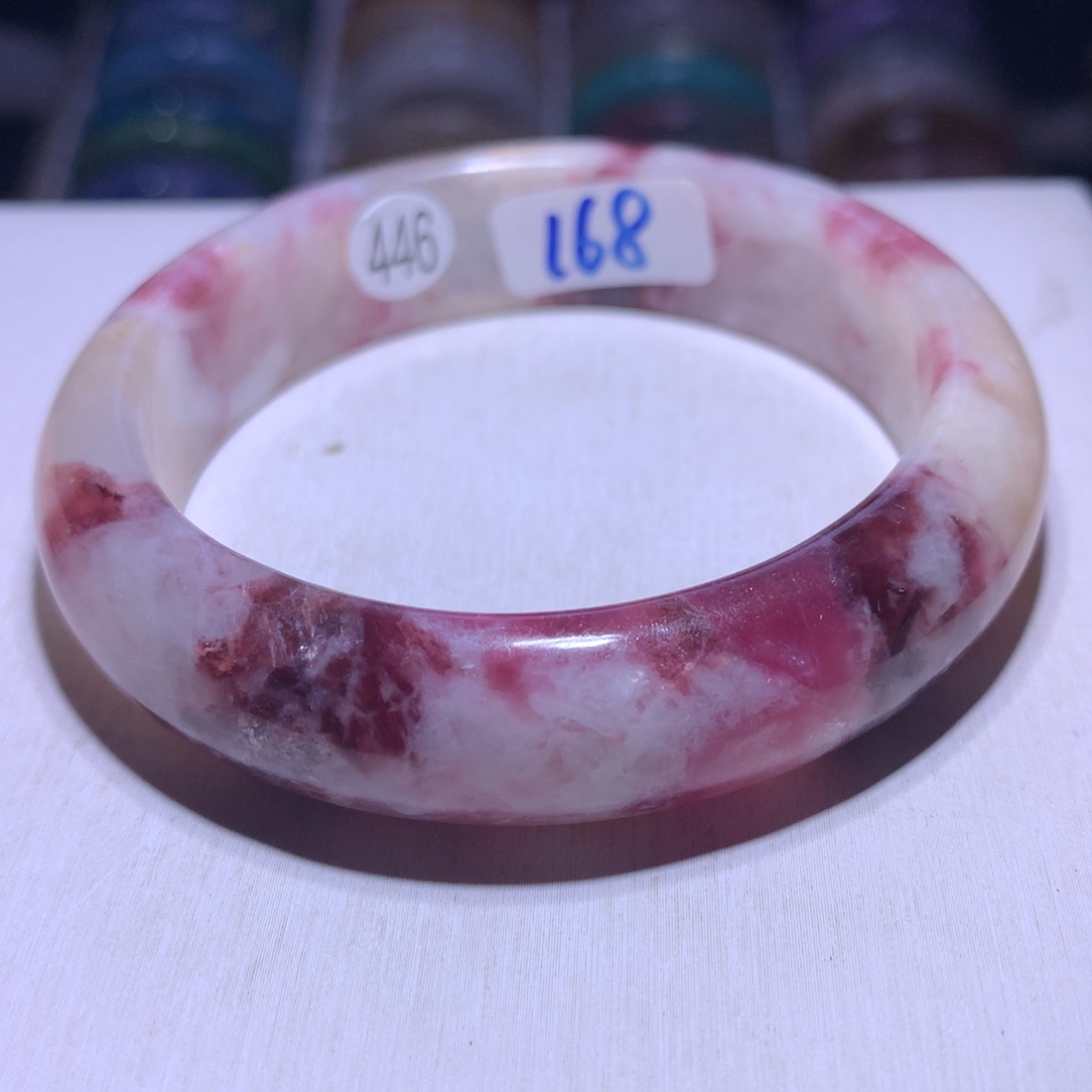 水晶手镯银S925镶嵌香芋奶盖58.7圈446
