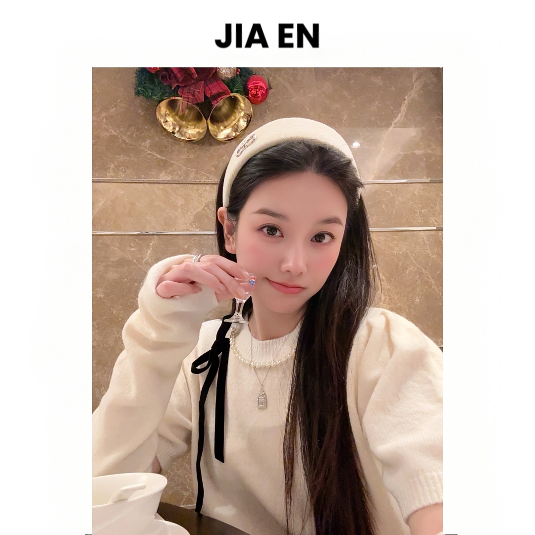 【CAIXIN 佳恩】法式纯色分袖绵羊毛羊驼毛毛针织衫