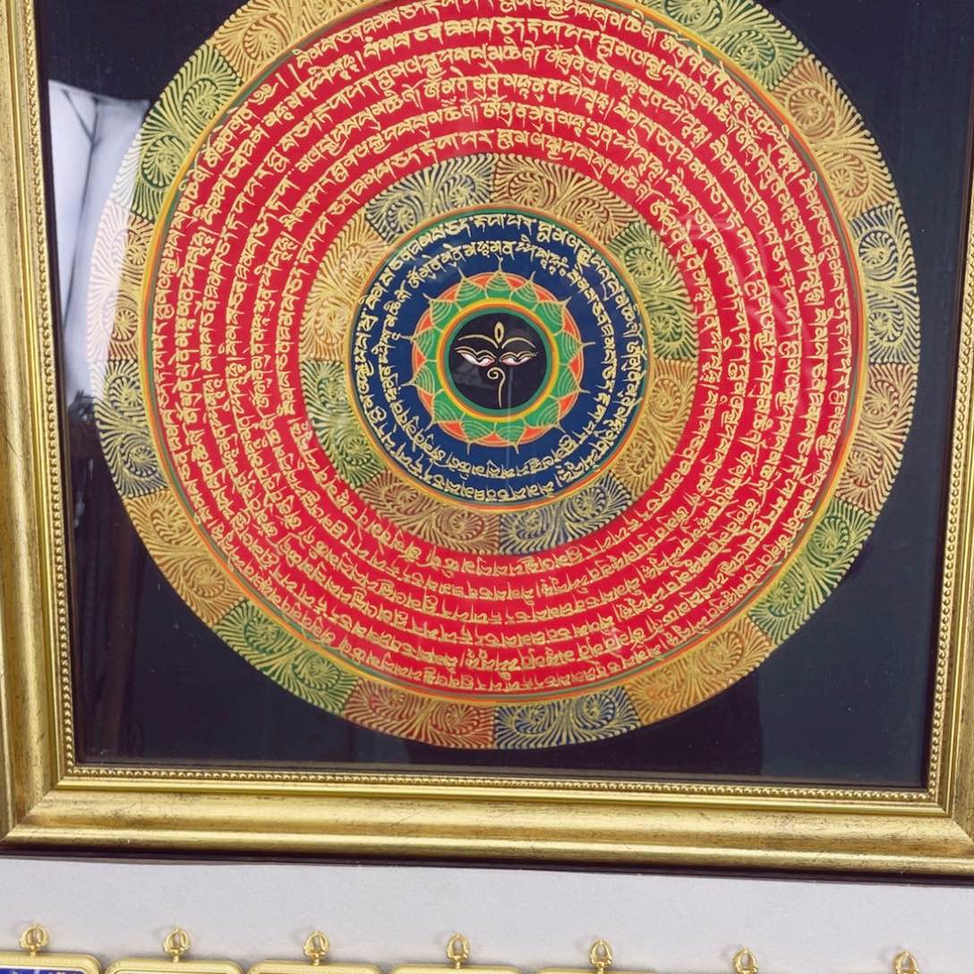 吊坠纯手绘唐卡六字真言大卡